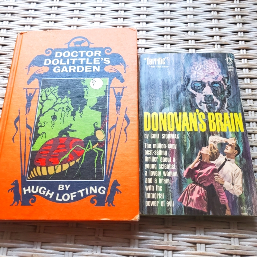 Vintage Books Set of 2 Collectors Favorite Halloween Props Decor 1950s